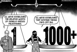 MIDEAST PRISONER SWAP BW by Steve Greenberg