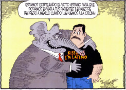 EL GOP CORTEJA EL VOTO HISPANO /  by Bob Englehart